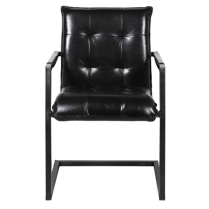 Black Leather Dining Chairs Smithers Industrial Furniture £413.00 Kitchen Diner Iron product_features