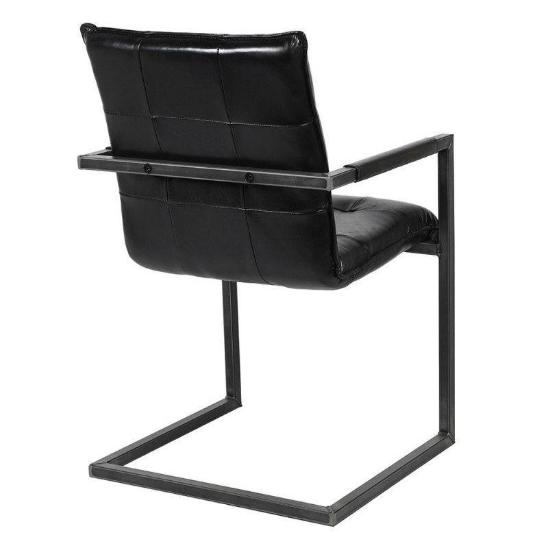 Black Leather Dining Chairs Smithers Industrial Furniture £413.00 Kitchen Diner Iron product_features