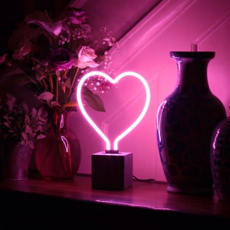 Pink Heart Neon Lamp Real Glass’ Bedside Table  Your Custom Neon Sign & Neon Signs | Handmade in London by Smithers £99.00   ...