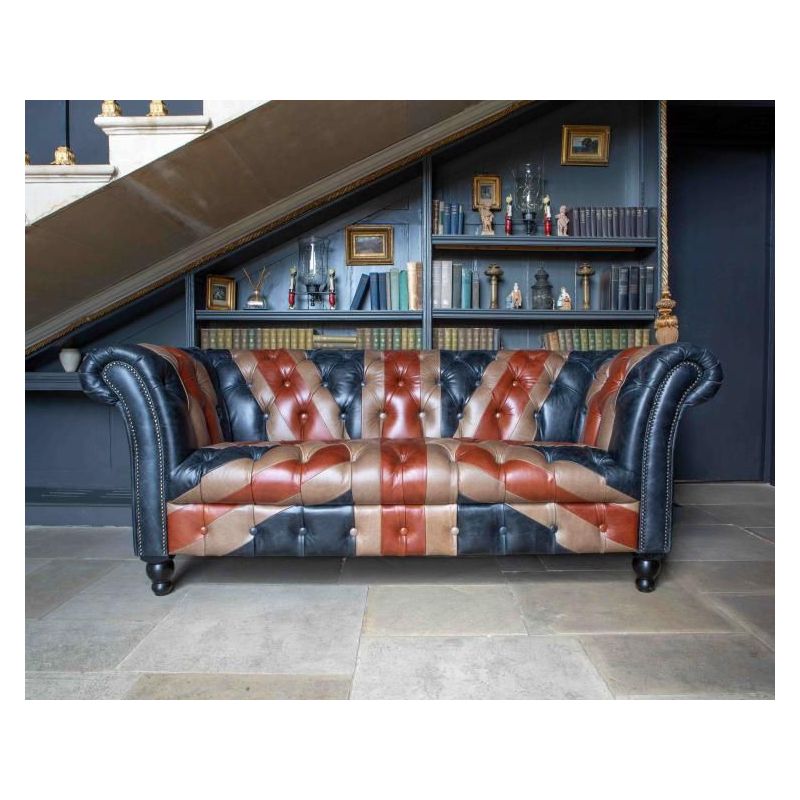 Union Jack Flag Leather Chesterfield Sofa Smithers Furniture £4,400.00 Entrance Hall product_features