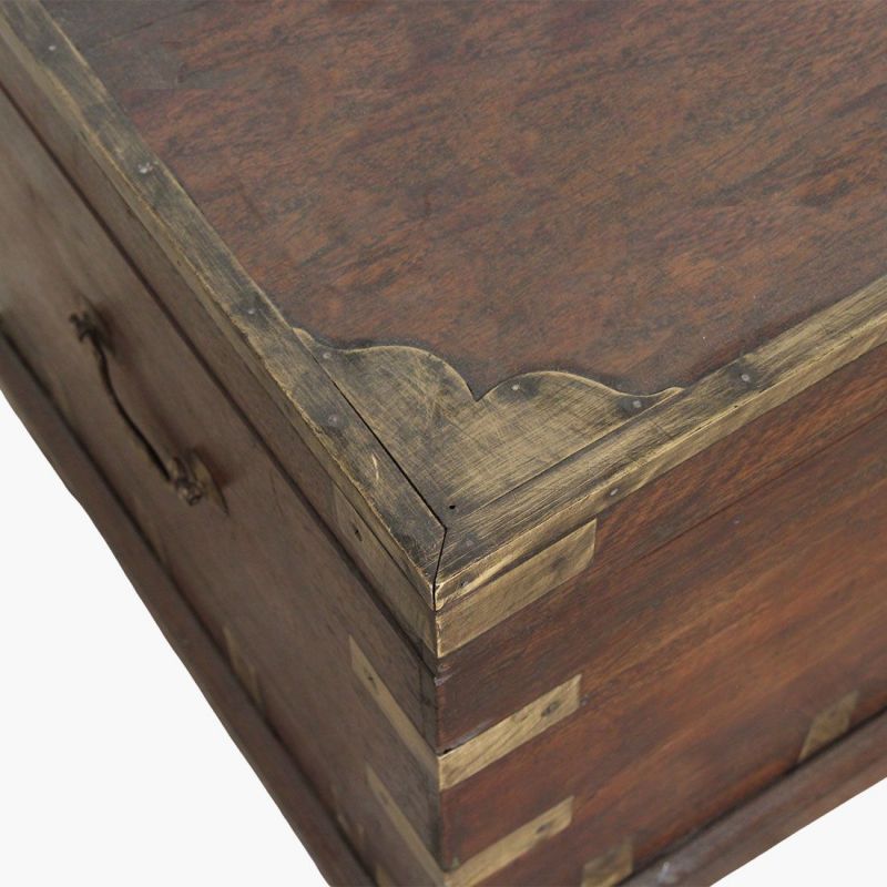 Antique Brass Edge Storage Trunk Chest Smithers Furniture £549.00 Living Room Teak Wood product_features
