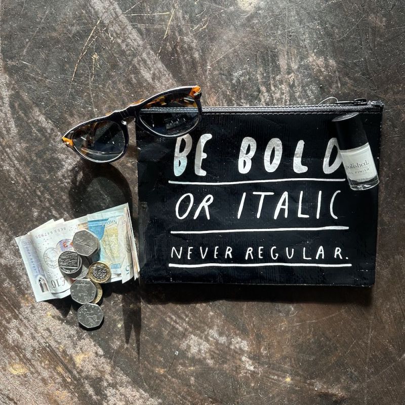 Be Bold Or Italic Never Regular Recycled Make Up Bag  Personal Accessories £23.00      product_features