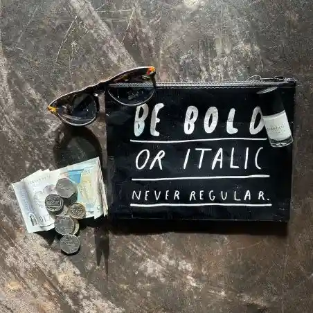Be Bold Or Italic Never Regular Recycled Make Up Bag  Personal Accessories £23.00      product_features