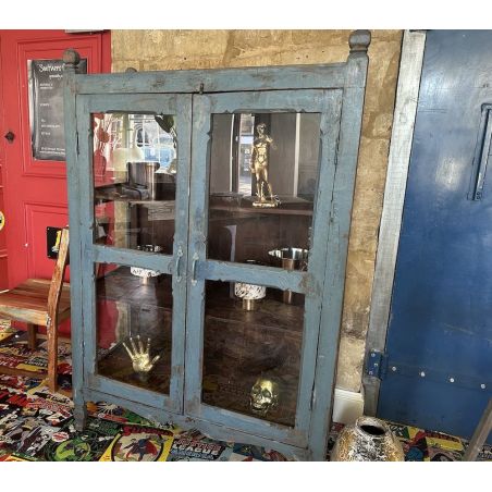 Vintage Blue Glass Display Cabinet &ndash; 1950s Antique Original Smithers Cabinets & Sideboards &pound;1,833.00 Kitchen Diner Hardwood p...