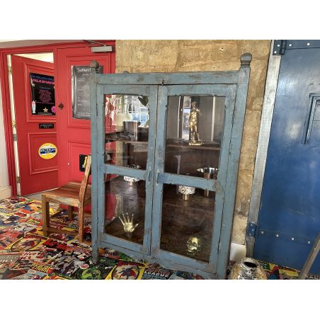 Vintage Blue Glass Display Cabinet &ndash; 1950s Antique Original Smithers Cabinets & Sideboards &pound;1,833.00 Kitchen Diner Hardwood p...