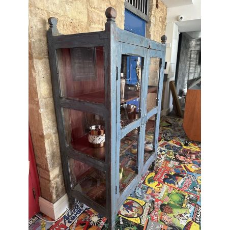 Vintage Blue Glass Display Cabinet &ndash; 1950s Antique Original Smithers Cabinets & Sideboards &pound;1,833.00 Kitchen Diner Hardwood p...