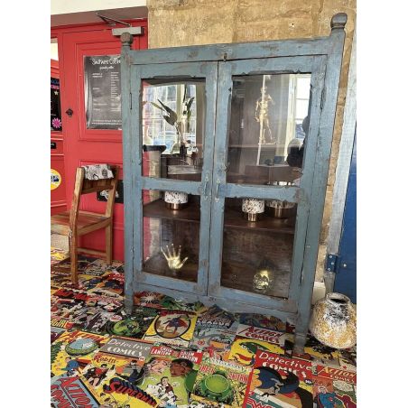 Vintage Blue Glass Display Cabinet &ndash; 1950s Antique Original Smithers Cabinets & Sideboards &pound;1,833.00 Kitchen Diner Hardwood p...