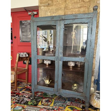 Vintage Blue Glass Display Cabinet &ndash; 1950s Antique Original Smithers Cabinets & Sideboards &pound;1,833.00 Kitchen Diner Hardwood p...