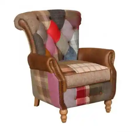 Patchwork Armchair – Crusader Leather & Tweed Statement Chair Smithers Chesterfield £1,550.00 product_features
