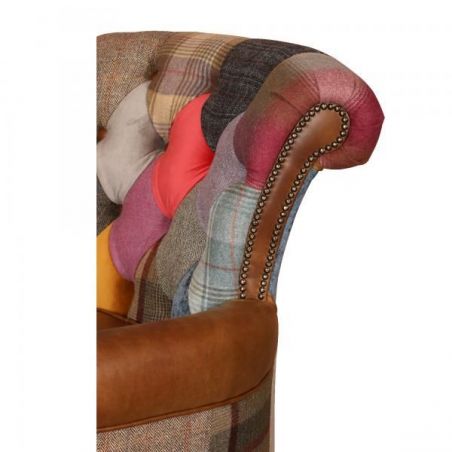 Patchwork Armchair – Crusader Leather & Tweed Statement Chair Smithers Chesterfield £1,550.00 product_features