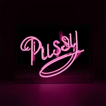Pussy Neon Light Sign – Sassy 70s-Inspired Retro Decor for Bedroom, or Studio Vibe Smithers Gifts £95.00      product_features