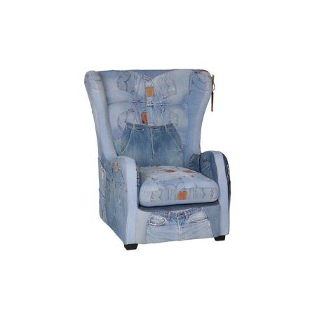Levi 501 Denim Wing-Back Armchair Smithers Used, Abused, & Reused &pound;4,000.00 All Rooms Teak Wood product_features