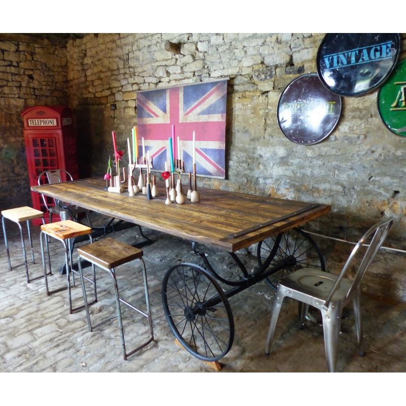 Mail Cart Dining Table Money For Nothing Archives £1,547.00 Reclaimed Wood Iron product_features