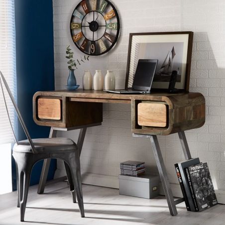 Reclaimed Wood Console Desk Table Smithers Desks £477.00 All Rooms Reclaimed Aspen Wood Reclaimed Steel product_features