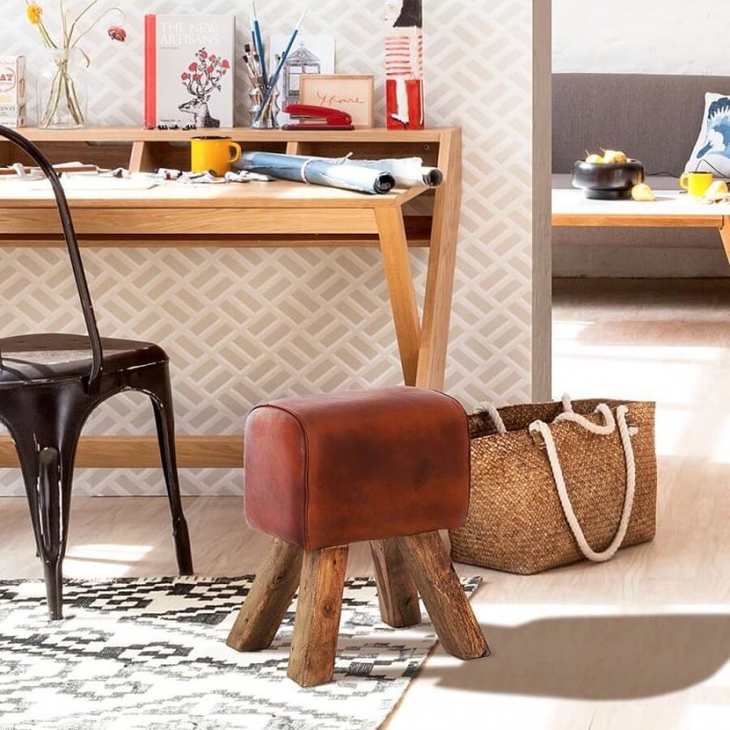Leather Horse Pommel Stool Smithers Furniture £127.00 All Rooms Mango Wood product_features