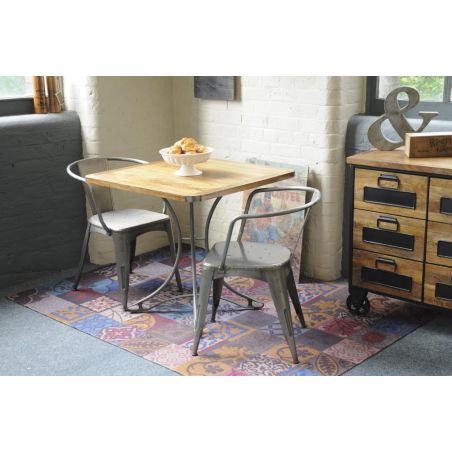 Bistro Vintage Industrial Small Dining Table Smithers Industrial Furniture &pound;500.00 Kitchen Diner Mango Wood Iron product_feat...