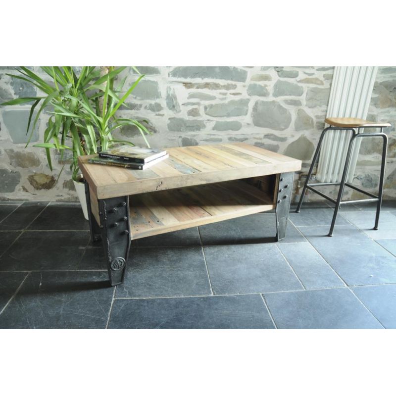 New York Loft Coffee Table Smithers Reclaimed Wood Furniture £640.00 Living Room Reclaimed Boat Wood Recycled Steel product_f...