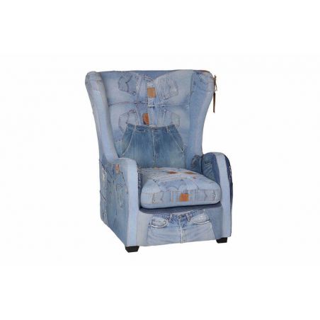 Levi 501 Denim Wing-Back Armchair Smithers Used, Abused, & Reused &pound;4,000.00 All Rooms Teak Wood product_features