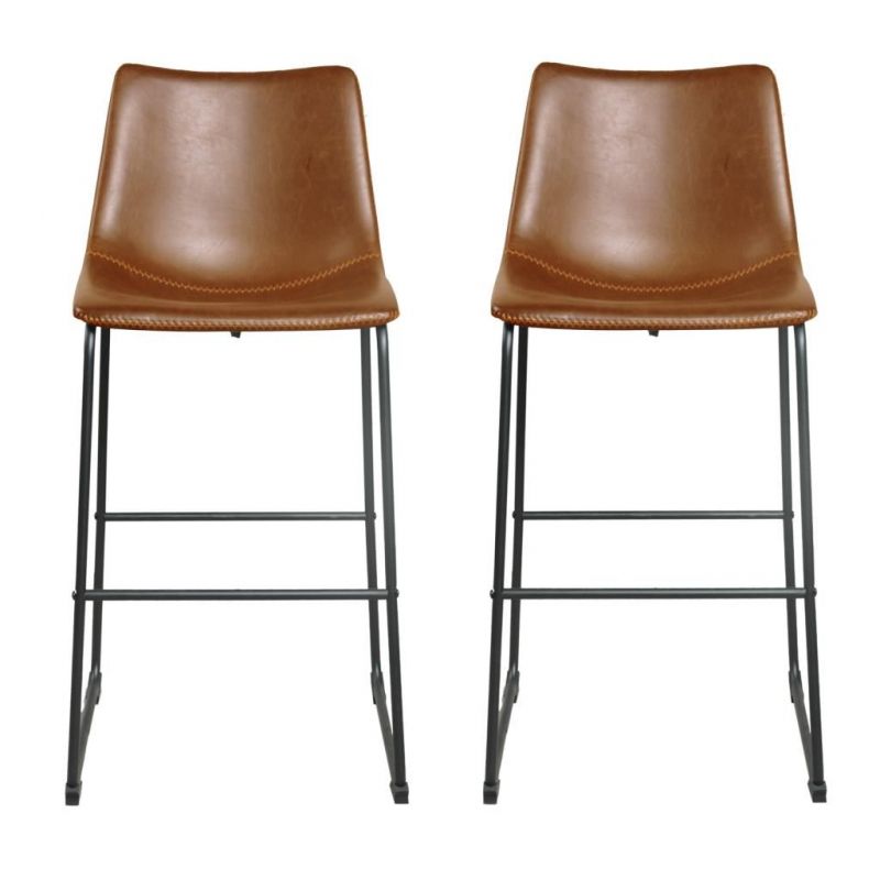 Faux Leather Bar Stool X2 Set Smithers Industrial Furniture £362.00 All Rooms Steel product_features