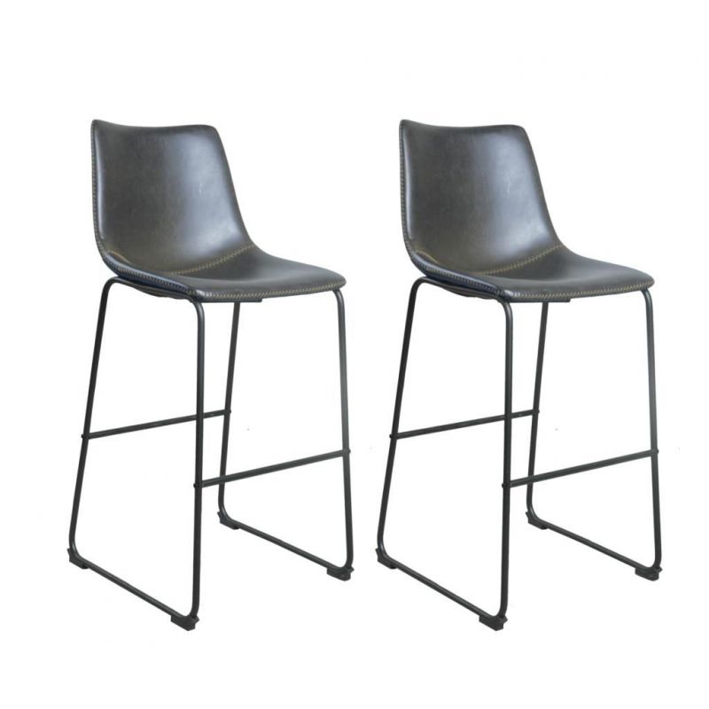 Faux Leather Bar Stool X2 Set Smithers Industrial Furniture £362.00 All Rooms Steel product_features