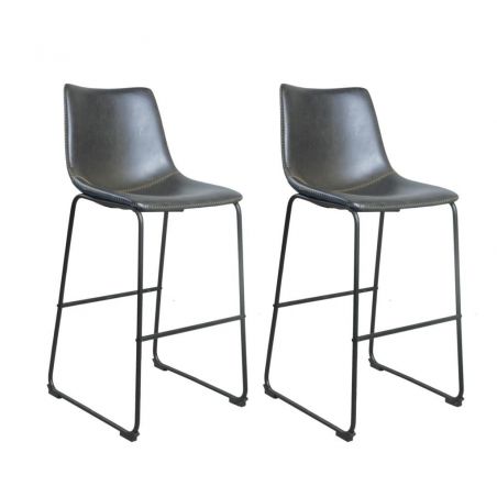 Faux Leather Bar Stool X2 Set Smithers Industrial Furniture £362.00 All Rooms Steel product_features