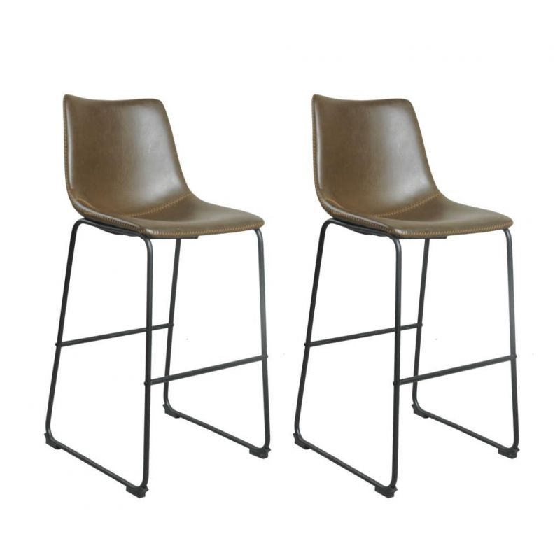 Faux Leather Bar Stool X2 Set Smithers Industrial Furniture £362.00 All Rooms Steel product_features