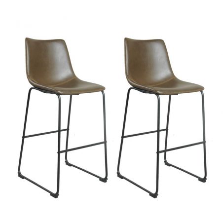 Faux Leather Bar Stool X2 Set Smithers Industrial Furniture £362.00 All Rooms Steel product_features