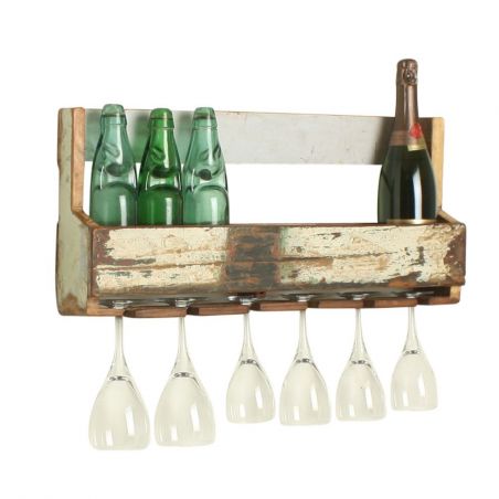 Factory Wall Hanging Wine Holder with Integrated Glass & Bottle Rack Smithers Home Bars £175.00 Kitchen Reclaimed Wood produc...