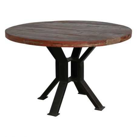 Factory Reclaimed Wood Round Dining Table Smithers Reclaimed Wood Dining Tables £1,250.00 Dining Room Reclaimed Wood Iron pro...