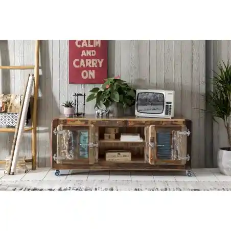 Fridge Recycled Wood Tv Unit Smithers Reclaimed Wood Furniture £1,550.00 Living Room Reclaimed Wood Iron product_features